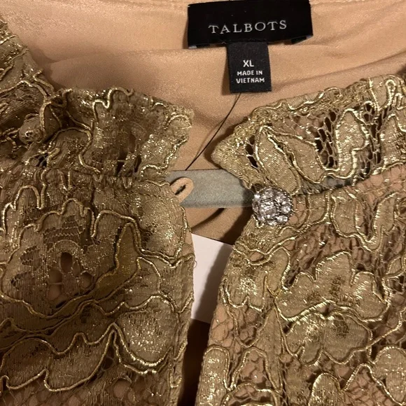 Talbots gold lace top, XL, NWT - Picture 11 of 12